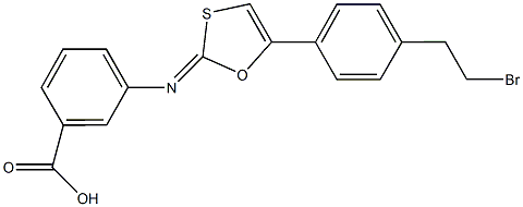 3-({5-[4-(2-bromoethyl)phenyl]-1,3-oxathiol-2-ylidene}amino)benzoic acid Structure