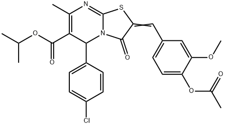 isopropyl 2-[4-(acetyloxy)-3-methoxybenzylidene]-5-(4-chlorophenyl)-7-methyl-3-oxo-2,3-dihydro-5H-[1,3]thiazolo[3,2-a]pyrimidine-6-carboxylate Structure