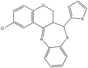 2-chloro-7-(2-thienyl)-6a,7-dihydro-6H-chromeno[3,4-c][1,5]benzothiazepine,354789-69-8,结构式
