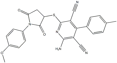 354790-23-1 2-amino-6-((1-(4-methoxyphenyl)-2,5-dioxopyrrolidin-3-yl)sulfanyl)-4-(4-methylphenyl)pyridine-3,5-dicarbonitrile