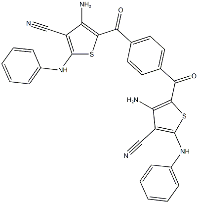 4-amino-5-(4-((3-amino-5-anilino-4-cyanothien-2-yl)carbonyl)benzoyl)-2-anilinothiophene-3-carbonitrile 结构式