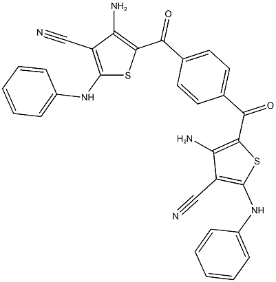 4-amino-5-(4-((3-amino-5-anilino-4-cyanothien-2-yl)carbonyl)benzoyl)-2-anilinothiophene-3-carbonitrile 化学構造式