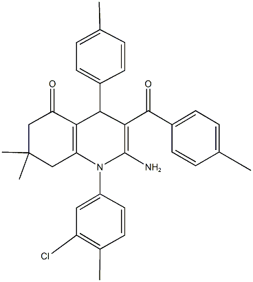 2-amino-1-(3-chloro-4-methylphenyl)-7,7-dimethyl-3-(4-methylbenzoyl)-4-(4-methylphenyl)-4,6,7,8-tetrahydro-5(1H)-quinolinone|