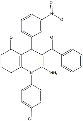 2-amino-3-benzoyl-1-(4-chlorophenyl)-4-{3-nitrophenyl}-4,6,7,8-tetrahydro-5(1H)-quinolinone,354790-40-2,结构式