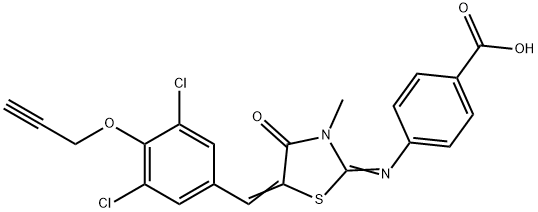 4-({5-[3,5-dichloro-4-(2-propynyloxy)benzylidene]-3-methyl-4-oxo-1,3-thiazolidin-2-ylidene}amino)benzoic acid Structure