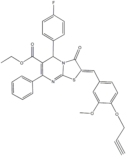 ethyl 5-(4-fluorophenyl)-2-[3-methoxy-4-(2-propynyloxy)benzylidene]-3-oxo-7-phenyl-2,3-dihydro-5H-[1,3]thiazolo[3,2-a]pyrimidine-6-carboxylate,354791-00-7,结构式