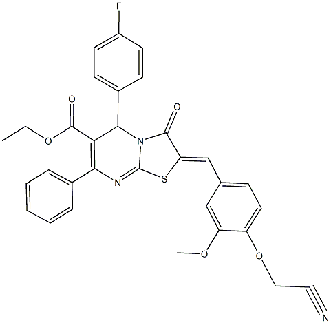 ethyl 2-[4-(cyanomethoxy)-3-methoxybenzylidene]-5-(4-fluorophenyl)-3-oxo-7-phenyl-2,3-dihydro-5H-[1,3]thiazolo[3,2-a]pyrimidine-6-carboxylate Structure