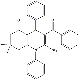 2-amino-3-benzoyl-7,7-dimethyl-1,4-diphenyl-4,6,7,8-tetrahydro-5(1H)-quinolinone,354791-06-3,结构式