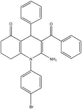 2-amino-3-benzoyl-1-(4-bromophenyl)-4-phenyl-4,6,7,8-tetrahydro-5(1H)-quinolinone Structure