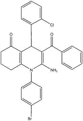 2-amino-3-benzoyl-1-(4-bromophenyl)-4-(2-chlorophenyl)-4,6,7,8-tetrahydro-5(1H)-quinolinone Structure