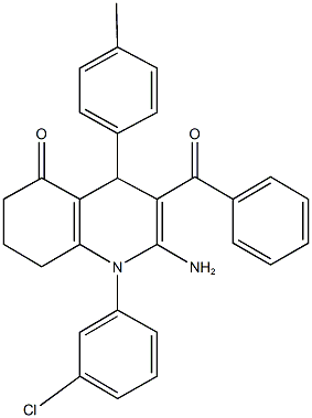 2-amino-3-benzoyl-1-(3-chlorophenyl)-4-(4-methylphenyl)-4,6,7,8-tetrahydro-5(1H)-quinolinone 结构式