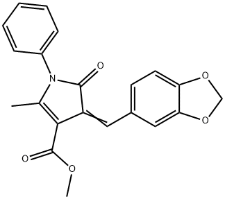 methyl 4-(1,3-benzodioxol-5-ylmethylene)-2-methyl-5-oxo-1-phenyl-4,5-dihydro-1H-pyrrole-3-carboxylate 化学構造式