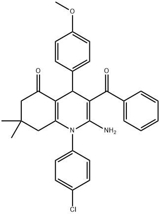 2-amino-3-benzoyl-1-(4-chlorophenyl)-4-(4-methoxyphenyl)-7,7-dimethyl-4,6,7,8-tetrahydro-5(1H)-quinolinone 结构式