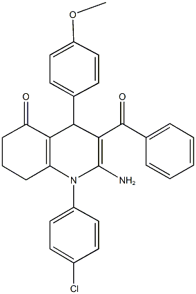 2-amino-3-benzoyl-1-(4-chlorophenyl)-4-(4-methoxyphenyl)-4,6,7,8-tetrahydro-5(1H)-quinolinone Structure