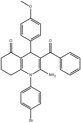 2-amino-3-benzoyl-1-(4-bromophenyl)-4-(4-methoxyphenyl)-4,6,7,8-tetrahydro-5(1H)-quinolinone,354791-45-0,结构式