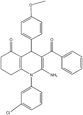 354791-49-4 2-amino-3-benzoyl-1-(3-chlorophenyl)-4-(4-methoxyphenyl)-4,6,7,8-tetrahydro-5(1H)-quinolinone