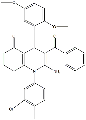 2-amino-3-benzoyl-1-(3-chloro-4-methylphenyl)-4-(2,5-dimethoxyphenyl)-4,6,7,8-tetrahydro-5(1H)-quinolinone Structure