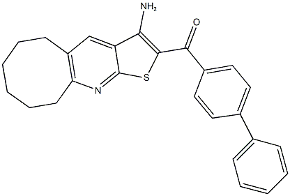 (3-amino-5,6,7,8,9,10-hexahydrocycloocta[b]thieno[3,2-e]pyridin-2-yl)([1,1'-biphenyl]-4-yl)methanone 化学構造式