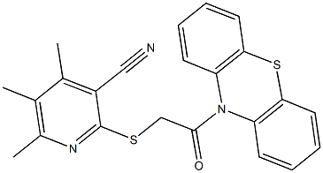 4,5,6-trimethyl-2-{[2-oxo-2-(10H-phenothiazin-10-yl)ethyl]sulfanyl}nicotinonitrile Structure