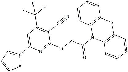 2-{[2-oxo-2-(10H-phenothiazin-10-yl)ethyl]sulfanyl}-6-(2-thienyl)-4-(trifluoromethyl)nicotinonitrile,354792-25-9,结构式