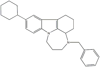 4-benzyl-11-cyclohexyl-1,2,3,3a,4,5,6,7-octahydro[1,4]diazepino[3,2,1-jk]carbazole Structure