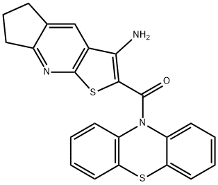 2-(10H-phenothiazin-10-ylcarbonyl)-6,7-dihydro-5H-cyclopenta[b]thieno[3,2-e]pyridin-3-ylamine 结构式