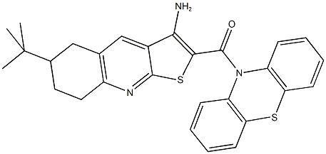 6-tert-butyl-2-(10H-phenothiazin-10-ylcarbonyl)-5,6,7,8-tetrahydrothieno[2,3-b]quinolin-3-amine Structure