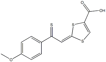 2-[2-(4-methoxyphenyl)-2-thioxoethylidene]-1,3-dithiole-4-carboxylic acid 化学構造式