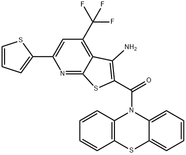 2-(10H-phenothiazin-10-ylcarbonyl)-6-(2-thienyl)-4-(trifluoromethyl)thieno[2,3-b]pyridin-3-amine,354792-73-7,结构式