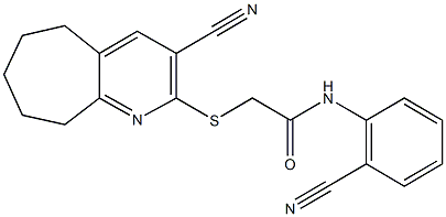 N-(2-cyanophenyl)-2-[(3-cyano-6,7,8,9-tetrahydro-5H-cyclohepta[b]pyridin-2-yl)sulfanyl]acetamide,354792-91-9,结构式