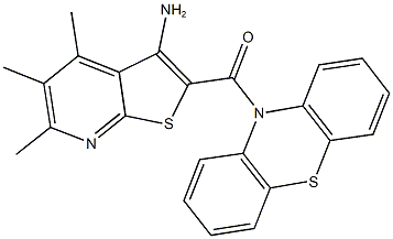 4,5,6-trimethyl-2-(10H-phenothiazin-10-ylcarbonyl)thieno[2,3-b]pyridin-3-ylamine Structure