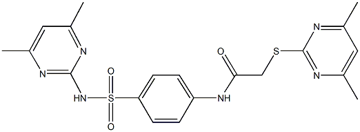 N-(4-{[(4,6-dimethyl-2-pyrimidinyl)amino]sulfonyl}phenyl)-2-[(4,6-dimethyl-2-pyrimidinyl)sulfanyl]acetamide 化学構造式