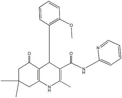 4-(2-methoxyphenyl)-2,7,7-trimethyl-5-oxo-N-(2-pyridinyl)-1,4,5,6,7,8-hexahydro-3-quinolinecarboxamide Struktur