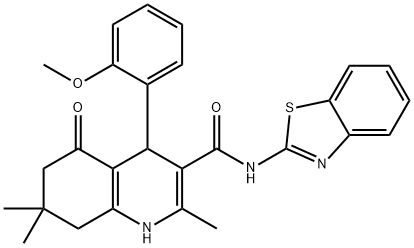 N-(1,3-benzothiazol-2-yl)-4-(2-methoxyphenyl)-2,7,7-trimethyl-5-oxo-1,4,5,6,7,8-hexahydro-3-quinolinecarboxamide Struktur
