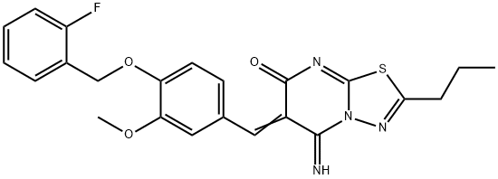 6-{4-[(2-fluorobenzyl)oxy]-3-methoxybenzylidene}-5-imino-2-propyl-5,6-dihydro-7H-[1,3,4]thiadiazolo[3,2-a]pyrimidin-7-one|