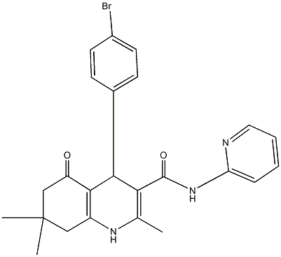 4-(4-bromophenyl)-2,7,7-trimethyl-5-oxo-N-(2-pyridinyl)-1,4,5,6,7,8-hexahydro-3-quinolinecarboxamide Struktur