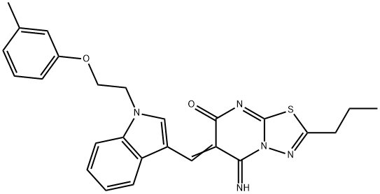 5-imino-6-({1-[2-(3-methylphenoxy)ethyl]-1H-indol-3-yl}methylene)-2-propyl-5,6-dihydro-7H-[1,3,4]thiadiazolo[3,2-a]pyrimidin-7-one Structure