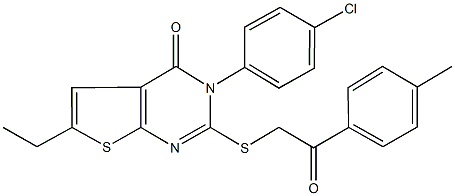 3-(4-chlorophenyl)-6-ethyl-2-{[2-(4-methylphenyl)-2-oxoethyl]sulfanyl}thieno[2,3-d]pyrimidin-4(3H)-one,354795-76-9,结构式