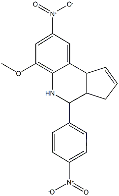 8-nitro-4-{4-nitrophenyl}-6-methoxy-3a,4,5,9b-tetrahydro-3H-cyclopenta[c]quinoline Struktur