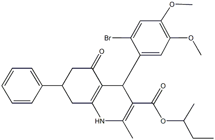 sec-butyl 4-(2-bromo-4,5-dimethoxyphenyl)-2-methyl-5-oxo-7-phenyl-1,4,5,6,7,8-hexahydro-3-quinolinecarboxylate Structure