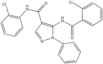 5-[(2-chlorobenzoyl)amino]-N-(2-chlorophenyl)-1-phenyl-1H-pyrazole-4-carboxamide 化学構造式