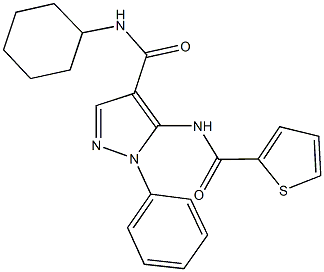 N-cyclohexyl-1-phenyl-5-[(2-thienylcarbonyl)amino]-1H-pyrazole-4-carboxamide 结构式