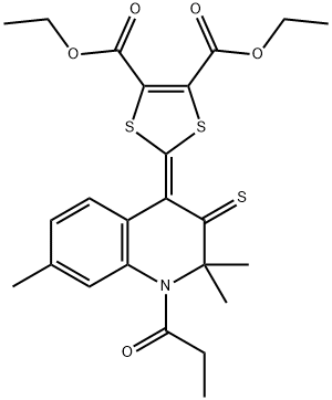 diethyl 2-(2,2,7-trimethyl-1-propionyl-3-thioxo-2,3-dihydro-4(1H)-quinolinylidene)-1,3-dithiole-4,5-dicarboxylate Structure