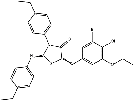 5-(3-bromo-5-ethoxy-4-hydroxybenzylidene)-3-(4-ethylphenyl)-2-[(4-ethylphenyl)imino]-1,3-thiazolidin-4-one Structure