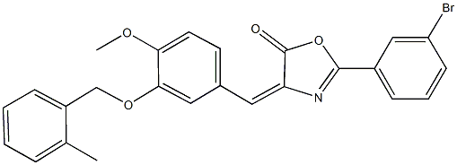 2-(3-bromophenyl)-4-{4-methoxy-3-[(2-methylbenzyl)oxy]benzylidene}-1,3-oxazol-5(4H)-one Structure