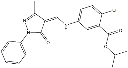 isopropyl 2-chloro-5-{[(3-methyl-5-oxo-1-phenyl-1,5-dihydro-4H-pyrazol-4-ylidene)methyl]amino}benzoate Structure