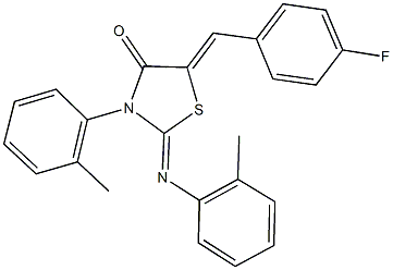5-(4-fluorobenzylidene)-3-(2-methylphenyl)-2-[(2-methylphenyl)imino]-1,3-thiazolidin-4-one Struktur