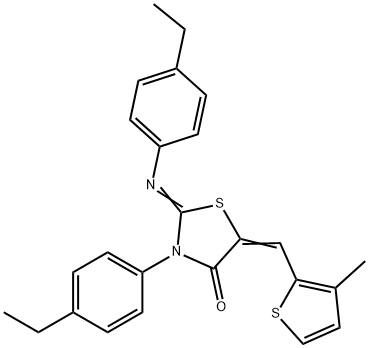 3-(4-ethylphenyl)-2-[(4-ethylphenyl)imino]-5-[(3-methyl-2-thienyl)methylene]-1,3-thiazolidin-4-one Struktur