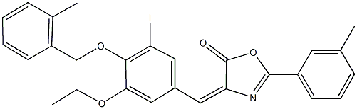 4-{3-ethoxy-5-iodo-4-[(2-methylbenzyl)oxy]benzylidene}-2-(3-methylphenyl)-1,3-oxazol-5(4H)-one Structure