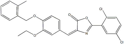 2-(2,5-dichlorophenyl)-4-{3-ethoxy-4-[(2-methylbenzyl)oxy]benzylidene}-1,3-oxazol-5(4H)-one Struktur